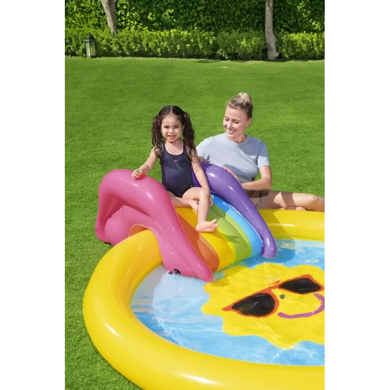 Bestway Playground Island 237 x 201 x 104 cm Inflatable Water Play Center with Slide and Games