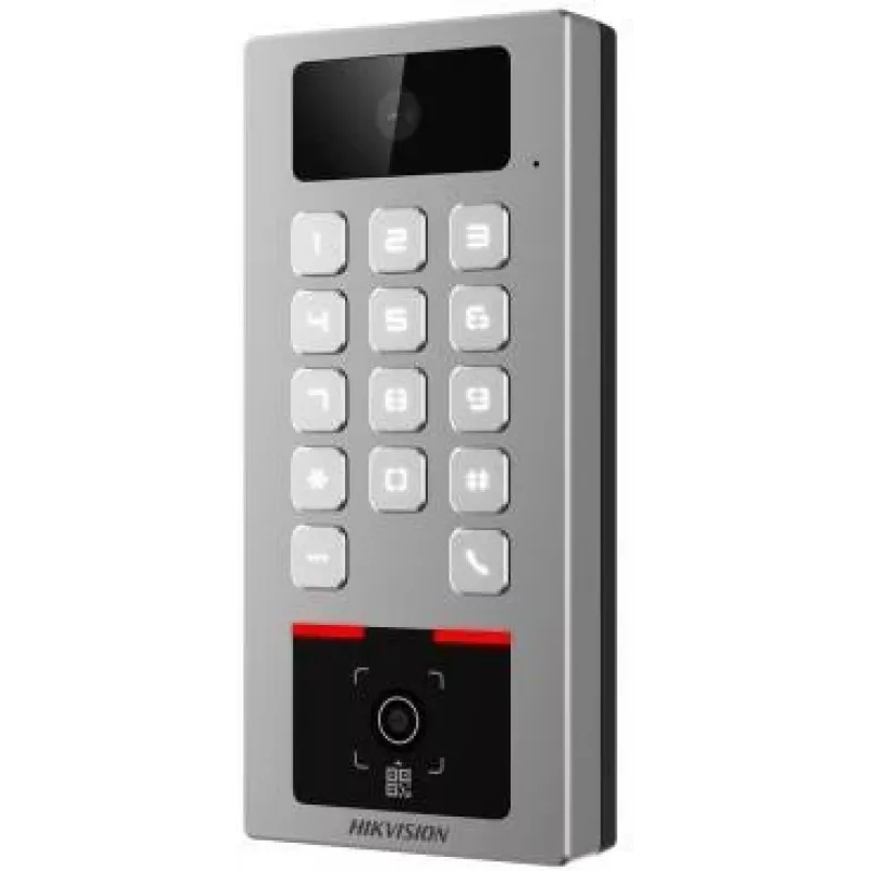 Hikvision DS-K1T502DBWX-CQR veido atpažinimo terminalas su 7 colių jutikliniu ekranu, 2 MP dviejų objektyvų kamera, pirštų atspaudų skaitytuvu, Mifare kortele, PIN kodu, Wi-Fi, IP65, IK08