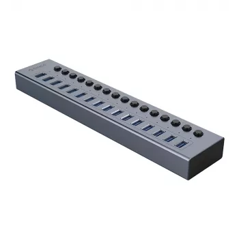 ORICO BT2U3-16AB 16 prievadų USB 3.0 šakotuvas su atskirais jungikliais - pilka