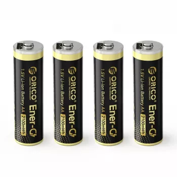 ORICO Ener-G EG5C 1.5V 2100mWh Įkraunama AA LiPo baterija su USB-C įkrovimo kabeliu, 4 vnt. pakuotė