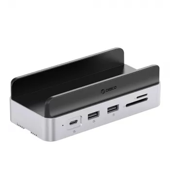 ORICO MiniDock 10-in-1 USB-C Docking Station su M.2 NVMe/SATA SSD lizdu - sidabrinė