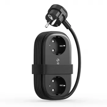 ORICO AP3 65W GaN 6-in-1 maitinimo blokas su 2 AC lizdais, 2 USB-A ir 2 USB-C prievadais, 1,5 m laidu, juodas