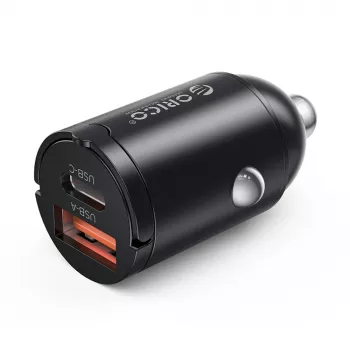 ORICO MiniRing 30W USB-A + USB-C automobilinis įkroviklis - juodas