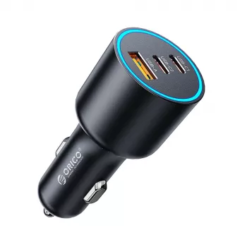ORICO HyperDrive 165W automobilinis įkroviklis USB-A + 2x USB-C - juodos spalvos