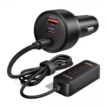 ORICO ChargeClip 108W automobilinis įkroviklis su spaustuku, 2x USB-A + 4x USB-C, juodas