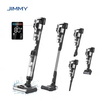JIMMY PW11 Pro Max-B belaidis dulkių siurblys ir grindų ploviklis, 460 W, 21,6 V, 40-80 min veikimo laikas, juoda/sidabrinė