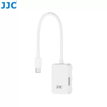 JJC PDB-UC USB-C Micro SD kortelių skaitytuvas su 2x USB-C prievadais, kosminė pilka