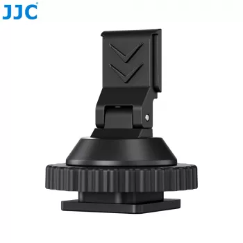 JJC HC-DMN Karštosios blykstės kojelės adapteris į 1/4 inch-20 sriegį mikrofonų laikikliui, juodas