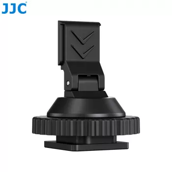 JJC HC-DMN Karštosios blykstės kojelės adapteris į 1/4 inch-20 sriegį mikrofonų laikikliui, juodas