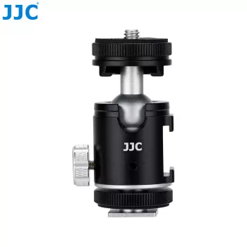 JJC BH-SM1 3D Mini Rutulinė Galvutė Iš Aliuminio Lydinio su 3 Šalto Bato Laikikliais, 1/4 inch Sraigtu, Juoda