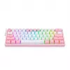 Redragon Fizz Pro K616 60% Tri-Mode mechaninė žaidimų klaviatūra, balta/rožinė, RGB, keičiami jungikliai, 1600mAh