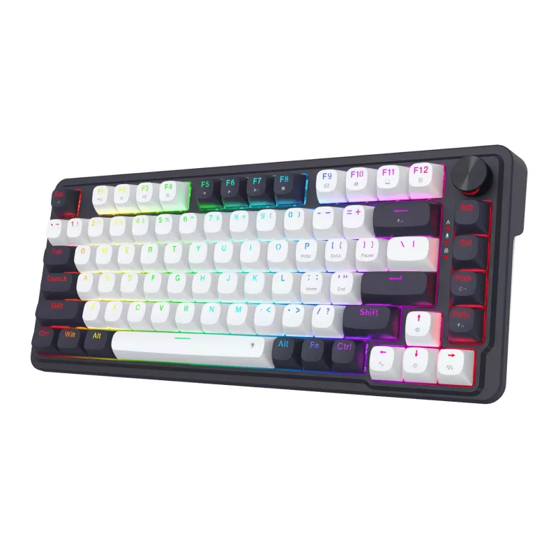 Redragon Ucal Magnetic K673WB-RGB-M 75% Tri-Mode Mechanical Gaming Keyboard, White/Black