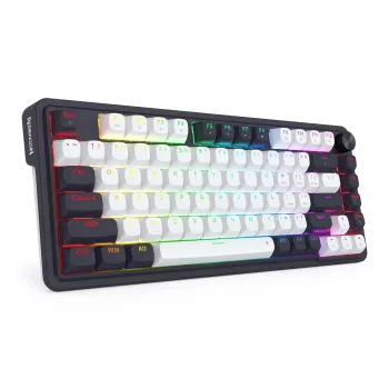 Redragon Ucal Magnetic K673WB-RGB-M 75% Tri-Mode Mechanical Gaming Keyboard, White/Black