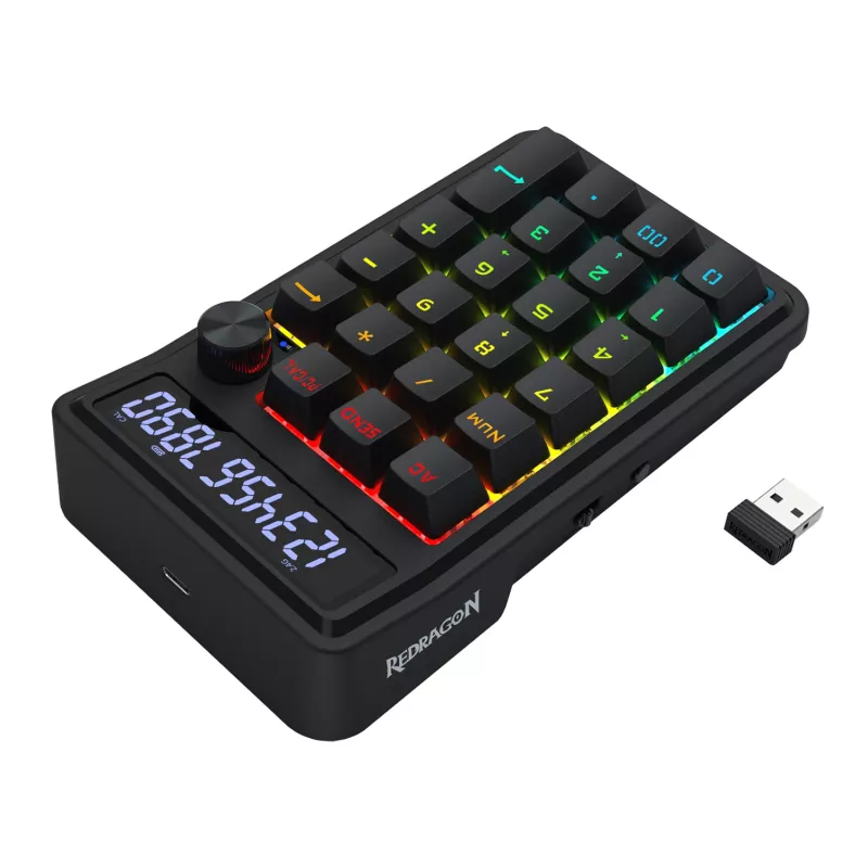 Redragon Cove K733-RGB-WL 60% Tri-Mode mechaninė klaviatūra, karštai keičiami jungikliai, RGB, juoda