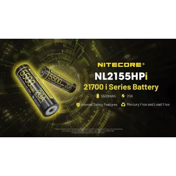 Nitecore 21700 Li-ion Akumuliatorius 5500mAh 20A 3.6V Button Top