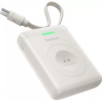 Baseus EnerFill FW11 5W Power Bank for Apple Watch su integruotu kabeliu - balta