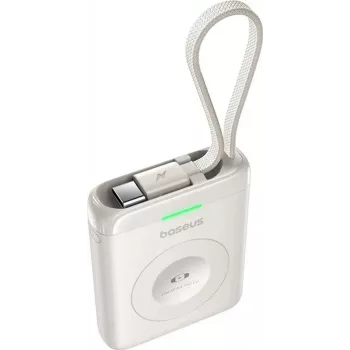 Baseus EnerFill FW11 5W Power Bank for Apple Watch su integruotu kabeliu - balta