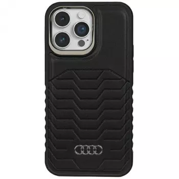 AUDI Synthetic Leather MagSafe Hard Case, skirtas Apple iPhone 15 Pro Max 6,7 inch - juoda