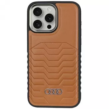 Audi Synthetic Leather MagSafe Hard Case, skirtas Apple iPhone 15 Pro Max 6,7 inch rudas