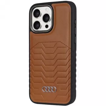 Audi Synthetic Leather MagSafe Hard Case, skirtas Apple iPhone 15 Pro Max 6,7 inch rudas