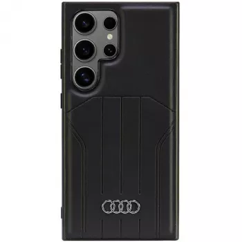 AUDI Synthetic Leather MagSafe Hard Case, skirta Samsung Galaxy S24 Ultra, juoda