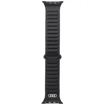 Audi Logo Genuine Leather Magnetic Ring Strap for Apple Watch 44/45/46/49mm Black