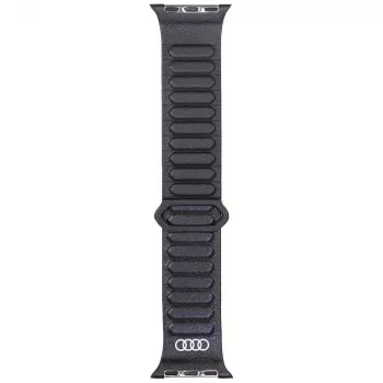 Audi Logo Genuine Leather Magnetic Ring Apple Watch Band 40/41/42mm Black