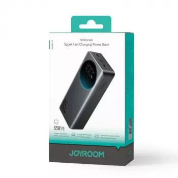 Joyroom JR-PBF05 Pro Power Bank 30000mAh 65W su skaitmeniniu ekranu 2x USB-C 1x USB-A - Juoda