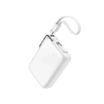 Joyroom JR-PBF27 Pro Power Bank 10000mAh 30W su įmontuotu USB-C laidu ir papildomu dvikrypčiu USB-C į Lightning laidu - balta