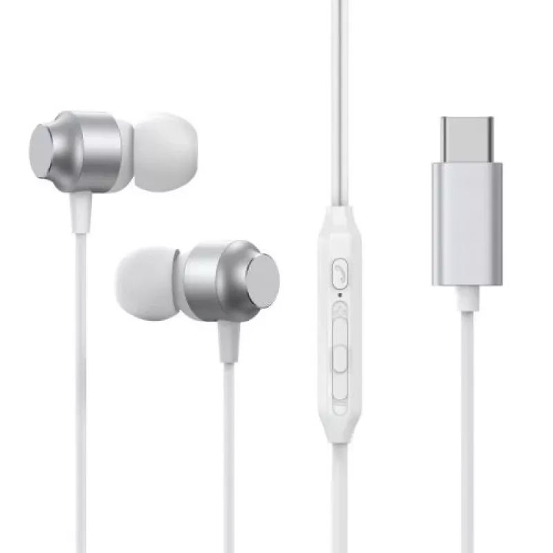 Joyroom JR-EC06 USB-C į ausį įdedamos ausinės - sidabrinės