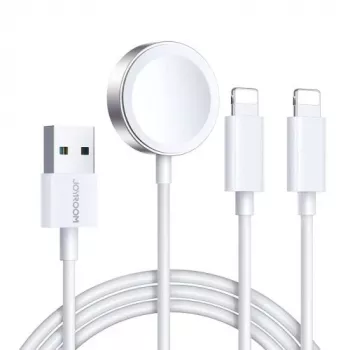 Joyroom S-IW007 3-in-1 magnetinis įkrovimo kabelis USB-A į Lightning/USB-C/Micro USB 1,2 m baltas