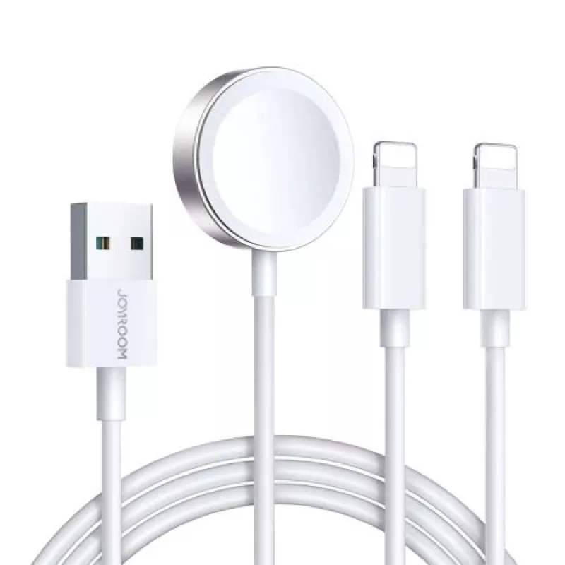 Joyroom S-IW007 3-in-1 magnetinis įkrovimo kabelis USB-A į Lightning/USB-C/Micro USB 1,2 m baltas