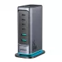 Joyroom JR-TCM02 GaN 65W kelių prievadų įkroviklis 4x USB-C 2x USB-A EU kištukas tamsiai pilkas