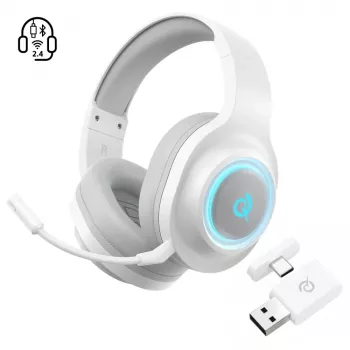 QCY Heroad V200 Tri-Mode Gaming Headset su virtualiu 7.1 erdviniu garsu, 240h baterija, nuimamu mikrofonu - balta