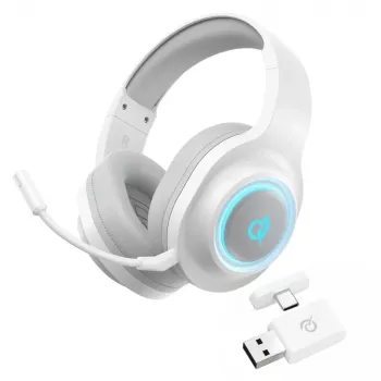 QCY Heroad V200 Tri-Mode Gaming Headset su virtualiu 7.1 erdviniu garsu, 240h baterija, nuimamu mikrofonu - balta