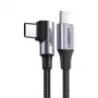 Ugreen Angled USB-C į USB-C laidas, Power Delivery 60W 20V 3A 2m juodai-pilkas (US255 50125)