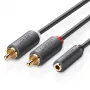 UGREEN AV102 Garso laidas 2x RCA (Cinch) į 3,5 mm lizdą 0,25 m Juodas