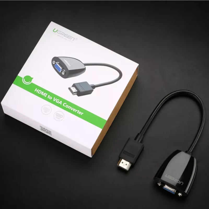 UGREEN HDMI į VGA keitiklis MM105, be garso, juodas