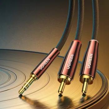 UGREEN 2x RCA (Cinch) į 3,5 mm garso laidas, 2 m, juodas