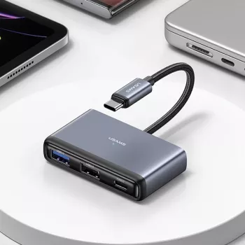 USAMS 5-in-1 USB-C Hub USB 2.0/USB 3.0/USB-C/TF/SD Dark Grey SJ628HUB01 (US-SJ628)