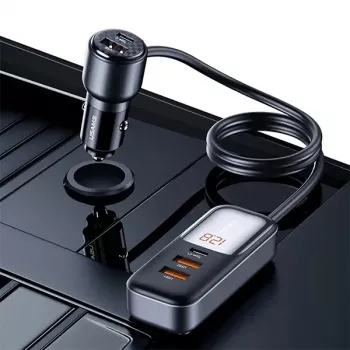 USAMS C40 Automobilinis įkroviklis 3xUSB+2xUSB-C 165W PD+QC Greitas įkrovimas Juodas CC213CC01 (US-CC213)