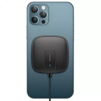 USAMS US-CD159 belaidis magnetinis įkroviklis 15W itin plonas, skirtas iPhone 12 serijai, juodas