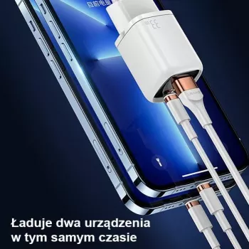 USAMS 33W USB-C + USB-A sieninis įkroviklis PD3.0 QC3.0 Greitas įkrovimas Baltas CC152TC02