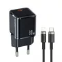 USAMS T45 30W PD3.0 USB-C greitasis įkroviklis su U63 USB-C į Lightning laidu, juodas, UXTZH01