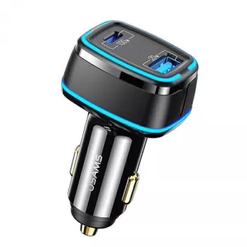 USAMS T43 33W PD3.0 QC3.0 sieninis įkroviklis su USB-C į Lightning kabeliu 1,2m juodas