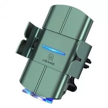USAMS US-CD133 10W automatinis belaidis Qi automobilinis kroviklis su ventiliacijos angos laikikliu, žalias