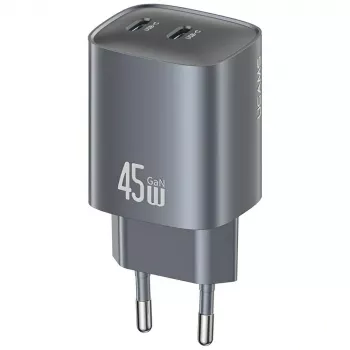USAMS CC305 T66 45W GaN sieninis įkroviklis su 2x USB-C, tarnish