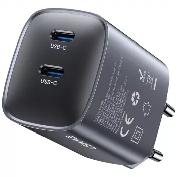 USAMS CC305 T66 45W GaN sieninis įkroviklis su 2x USB-C, tarnish