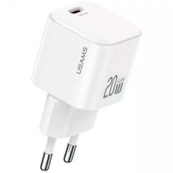 USAMS 20W USB-C PD Wall Charger with Lightning Cable (1m) - White