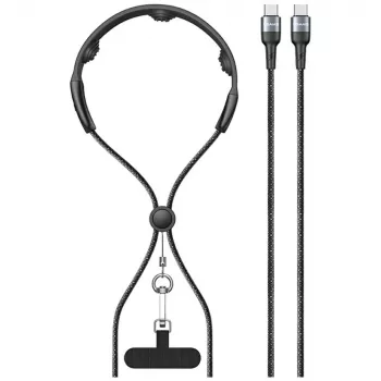 USAMS SJ759 U89 100W greito įkrovimo USB-C laidas su masažuokliu, 1,2 m, juodas